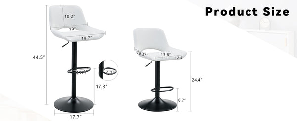 English Elm Set of 2 Pu Leather Barstools with Gold Footrest Curved Back for Kitchen Island White+Black W1151P383774
