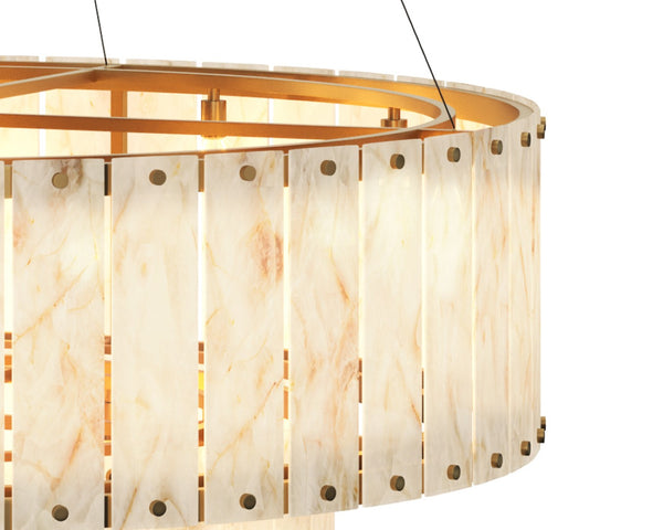 Sunpan APSARA Chandelier - Unique Two-Tier Alabaster Fixture for Grand Spaces, Warm Glow & Elegant Design 112665