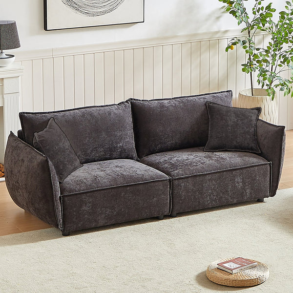 English Elm 3-Seater Modern Combo Sofa With Sleeper Function, Soft Chenille Fabric & 4 Matching Pillows, Stylish Design W1193S00112