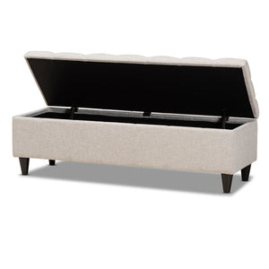 Baxton Studio Baxton Studio Mid-Century Modern Fabric Storage Ottoman with Hidden Compartment for Stylish Spaces Beige BBT3162-Beige-Otto