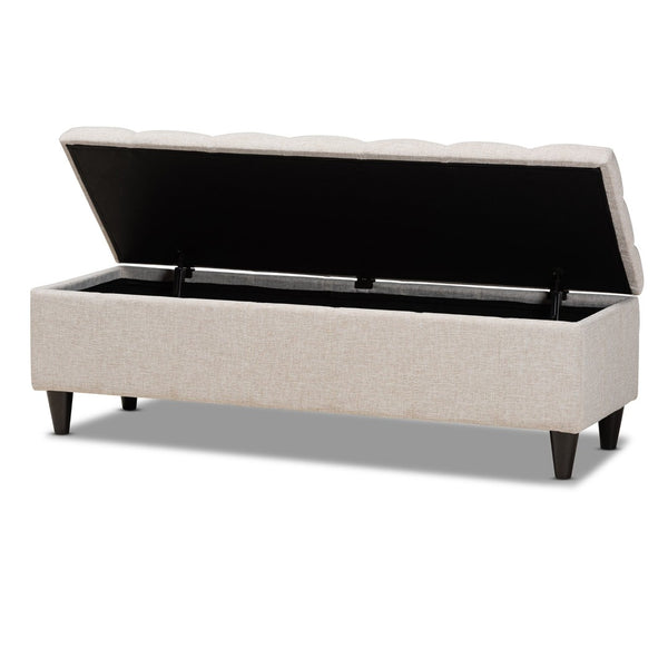 Baxton Studio Baxton Studio Mid-Century Modern Fabric Storage Ottoman with Hidden Compartment for Stylish Spaces Beige BBT3162-Beige-Otto
