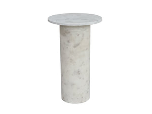 Basset Mirror Claude White Accent Table - Elegant Gray Marble Design For Modern Home Decor & Minimalist Style White Marble 9105-lr-223