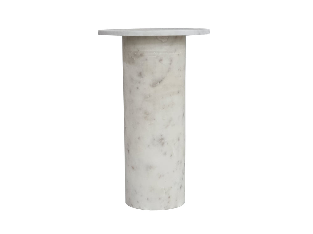 Basset Mirror Claude White Accent Table - Elegant Gray Marble Design For Modern Home Decor & Minimalist Style White Marble 9105-lr-223