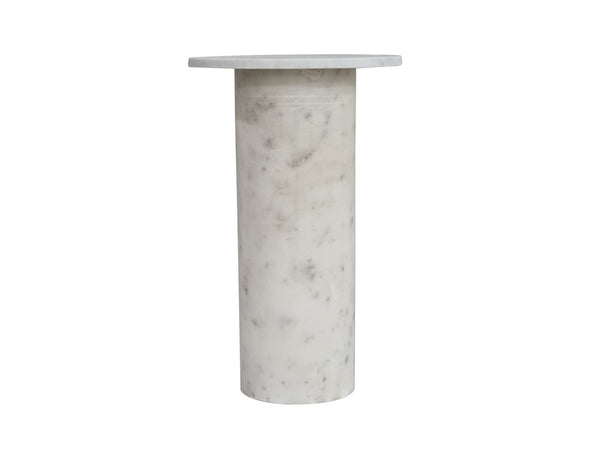 Basset Mirror Claude White Accent Table - Elegant Gray Marble Design For Modern Home Decor & Minimalist Style White Marble 9105-lr-223