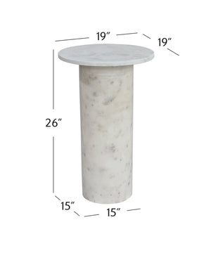 Basset Mirror Claude White Accent Table - Elegant Gray Marble Design For Modern Home Decor & Minimalist Style White Marble 9105-lr-223