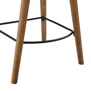 EuroStyle Vega Bar Stool Walnut Wood Seat with Powder Coated Steel Frame for Kitchen Islands 91052-WAL