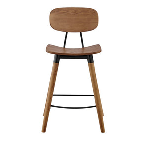 Eurostyle Vega Counter Stool - Elegant Walnut Finish With Modern Matte Black Steel Frame, Perfect For Any Space Walnut,Black Powder Coated Steel 91054-wal