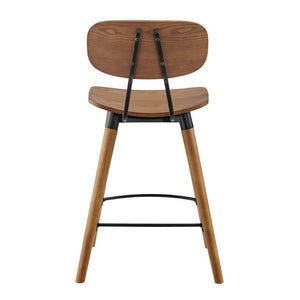 EuroStyle Vega Walnut Wood Counter Stool with Powder Coated Steel Frame for Kitchen Islands 91054-WAL
