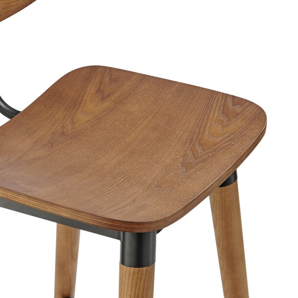 EuroStyle Vega Walnut Wood Counter Stool with Powder Coated Steel Frame for Kitchen Islands 91054-WAL