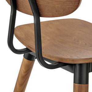 EuroStyle Vega Walnut Wood Counter Stool with Powder Coated Steel Frame for Kitchen Islands 91054-WAL