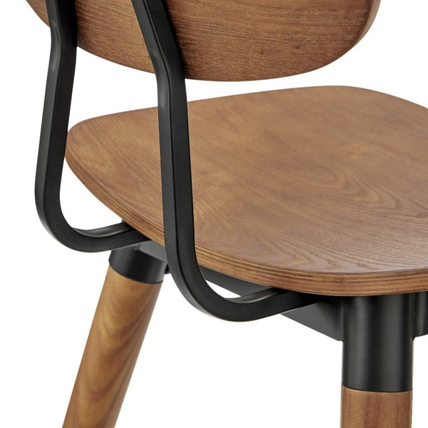 EuroStyle Vega Walnut Wood Counter Stool with Powder Coated Steel Frame for Kitchen Islands 91054-WAL