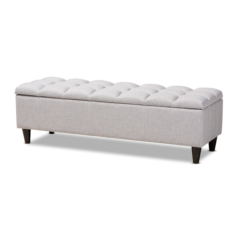 Baxton Studio Baxton Studio Storage Bench Ottoman - Mid-Century Modern Grayish Beige Upholstery with Dark Legs BBT3162-Greyish Beige-Otto