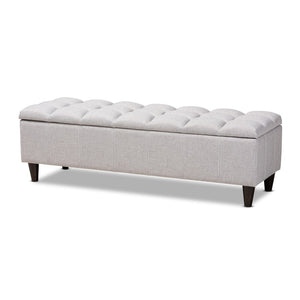 Baxton Studio Baxton Studio Storage Bench Ottoman - Mid-Century Modern Grayish Beige Upholstery with Dark Legs BBT3162-Greyish Beige-Otto