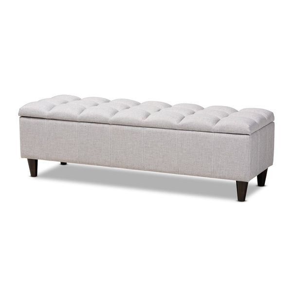Baxton Studio Baxton Studio Storage Bench Ottoman - Mid-Century Modern Grayish Beige Upholstery with Dark Legs BBT3162-Greyish Beige-Otto