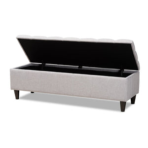 Baxton Studio Baxton Studio Storage Bench Ottoman - Mid-Century Modern Grayish Beige Upholstery with Dark Legs BBT3162-Greyish Beige-Otto
