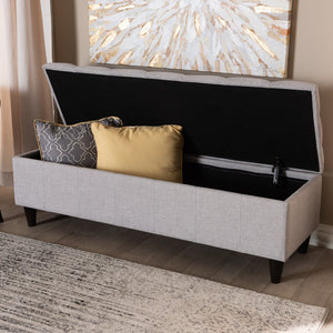 Baxton Studio Baxton Studio Storage Bench Ottoman - Mid-Century Modern Grayish Beige Upholstery with Dark Legs BBT3162-Greyish Beige-Otto