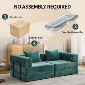 English Elm Compression Convertible Floor Sofa Bed - Cozy Chenille Loveseat For Small Spaces, No Assembly Needed! W3723P345641