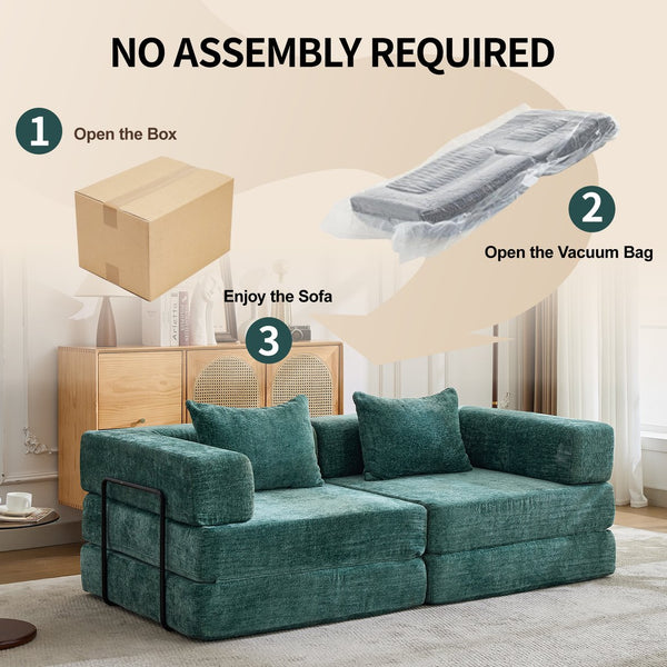 English Elm Compression Convertible Floor Sofa Bed - Cozy Chenille Loveseat For Small Spaces, No Assembly Needed! W3723P345641