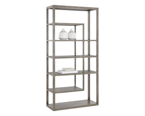 Sunpan KENZIE Bookcase - Stylish Grey Mango Wood Storage with Artisan Craftsmanship for Home & Office Decor 109601