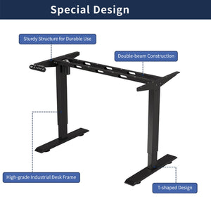 English Elm 55"×24" Electric Sit Stand Desk Steel Frame with Memory Presets and Usb-c Charging Port Black W614P376322