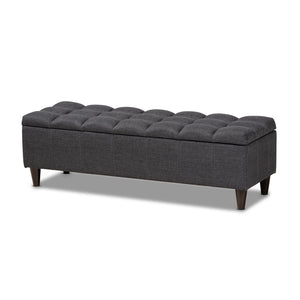 Baxton Studio Baxton Studio Mid-Century Modern Charcoal Storage Bench Ottoman with Dark Wood Legs for Versatile Spaces BBT3162-Dark Grey-Otto