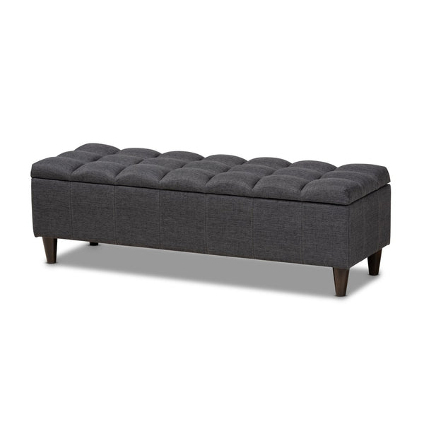 Baxton Studio Baxton Studio Mid-Century Modern Charcoal Storage Bench Ottoman with Dark Wood Legs for Versatile Spaces BBT3162-Dark Grey-Otto