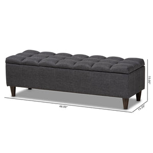 Baxton Studio Baxton Studio Mid-Century Modern Charcoal Storage Bench Ottoman with Dark Wood Legs for Versatile Spaces BBT3162-Dark Grey-Otto