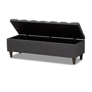 Baxton Studio Baxton Studio Mid-Century Modern Charcoal Storage Bench Ottoman with Dark Wood Legs for Versatile Spaces BBT3162-Dark Grey-Otto