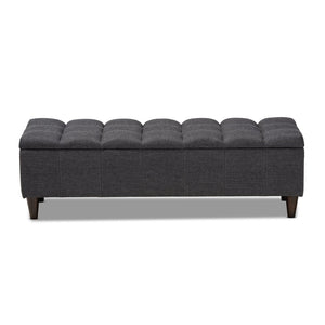 Baxton Studio Baxton Studio Mid-Century Modern Charcoal Storage Bench Ottoman with Dark Wood Legs for Versatile Spaces BBT3162-Dark Grey-Otto
