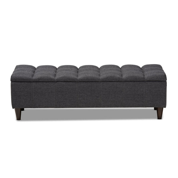 Baxton Studio Baxton Studio Mid-Century Modern Charcoal Storage Bench Ottoman with Dark Wood Legs for Versatile Spaces BBT3162-Dark Grey-Otto