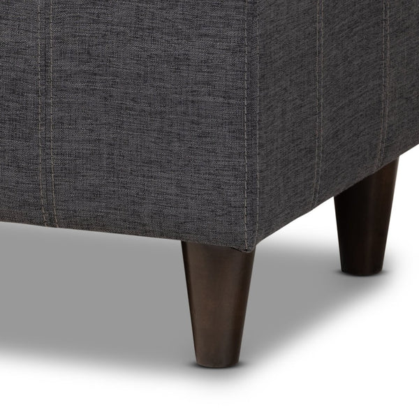 Baxton Studio Baxton Studio Mid-Century Modern Charcoal Storage Bench Ottoman with Dark Wood Legs for Versatile Spaces BBT3162-Dark Grey-Otto