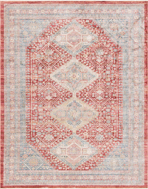 Unique Loom Noble Elizabeth Machine Made Medallion Rug Red, Blue/Gray/Olive/Puce/Beige 10' 0" x 13' 5"