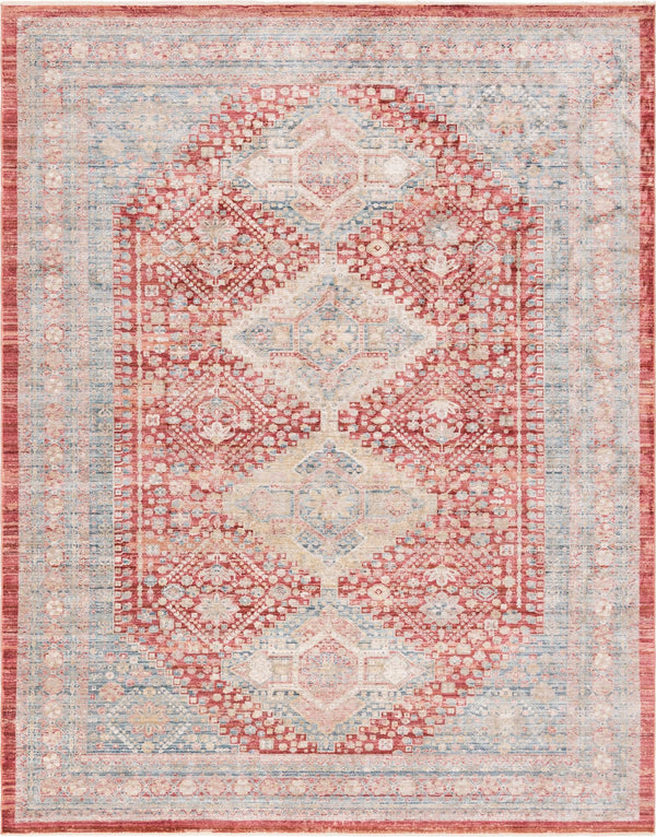 Unique Loom Noble Elizabeth Machine Made Medallion Rug Red, Blue/Gray/Olive/Puce/Beige 10' 0" x 13' 5"
