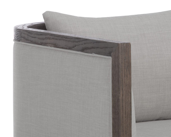Sunpan CHLOE Lounge Chair - Rustic Distressed Oak Frame & Durable Linoso Light Grey Fabric for Comfort 110535