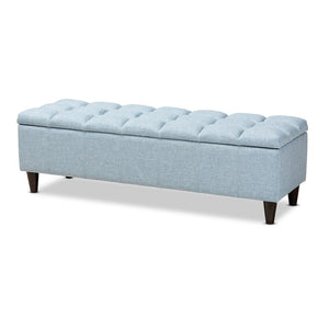 Baxton Studio Baxton Studio Mid-Century Modern Fabric Storage Ottoman with Hidden Compartment for Stylish Spaces Light Blue BBT3162-Light Blue-Otto