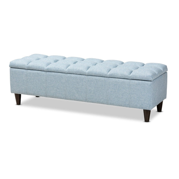 Baxton Studio Baxton Studio Mid-Century Modern Fabric Storage Ottoman with Hidden Compartment for Stylish Spaces Light Blue BBT3162-Light Blue-Otto