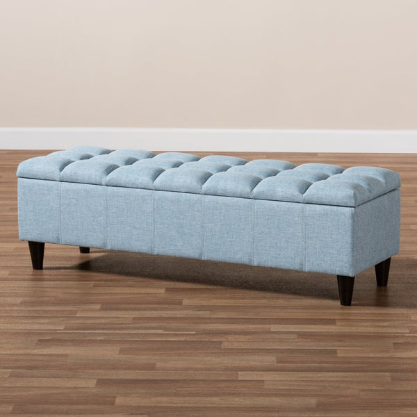 Baxton Studio Baxton Studio Mid-Century Modern Fabric Storage Ottoman with Hidden Compartment for Stylish Spaces Light Blue BBT3162-Light Blue-Otto
