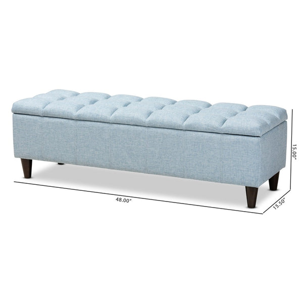 Baxton Studio Baxton Studio Mid-Century Modern Fabric Storage Ottoman with Hidden Compartment for Stylish Spaces Light Blue BBT3162-Light Blue-Otto