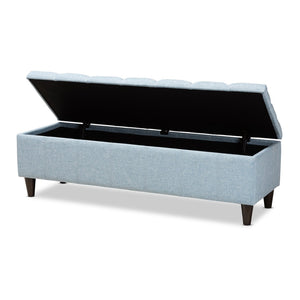 Baxton Studio Baxton Studio Mid-Century Modern Fabric Storage Ottoman with Hidden Compartment for Stylish Spaces Light Blue BBT3162-Light Blue-Otto
