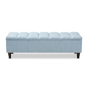Baxton Studio Baxton Studio Mid-Century Modern Fabric Storage Ottoman with Hidden Compartment for Stylish Spaces Light Blue BBT3162-Light Blue-Otto