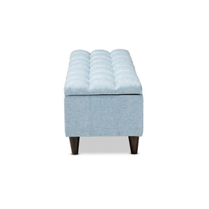 Baxton Studio Baxton Studio Mid-Century Modern Fabric Storage Ottoman with Hidden Compartment for Stylish Spaces Light Blue BBT3162-Light Blue-Otto