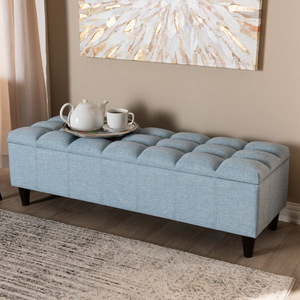 Baxton Studio Baxton Studio Mid-Century Modern Fabric Storage Ottoman with Hidden Compartment for Stylish Spaces Light Blue BBT3162-Light Blue-Otto