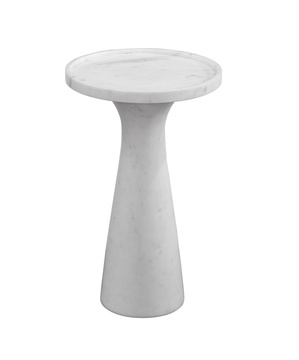 Basset Mirror Baird Accent Table - Modern Minimalist Design With Solid White Indian Marble & Stylish Tray Top White Marble 9108-lr-223
