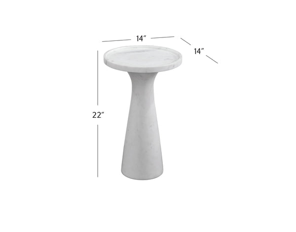 Basset Mirror Baird Accent Table - Modern Minimalist Design With Solid White Indian Marble & Stylish Tray Top White Marble 9108-lr-223