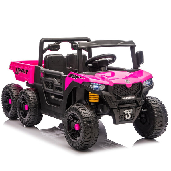 English Elm 24v 400w Six Wheel Kids Electric Dump Truck 4wd Remote Control Ride on Toy Pink W1578P353181