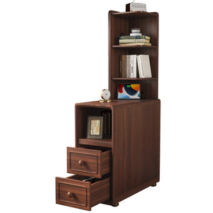 English Elm End Table With Charging Station, Ample Storage & Warm Walnut Finish For Bedroom Or Living Room W2593P289144