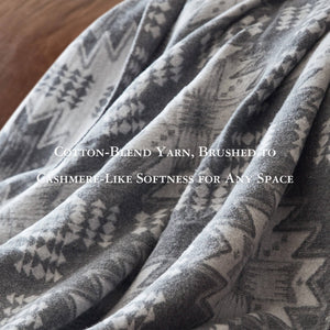 English Elm 1-piece King Jacquard Cotton Blend Blanket Aztec Woven Soft Breathable Bedroom Layer Grey B035P437489