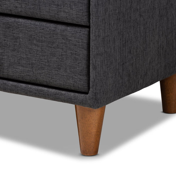 Baxton Studio Baxton Studio Charcoal Upholstered Mid-Century Modern Nightstand with Storage & Stylish Design BBT3157-Dark Grey-NS