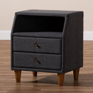 Baxton Studio Baxton Studio Charcoal Upholstered Mid-Century Modern Nightstand with Storage & Stylish Design BBT3157-Dark Grey-NS