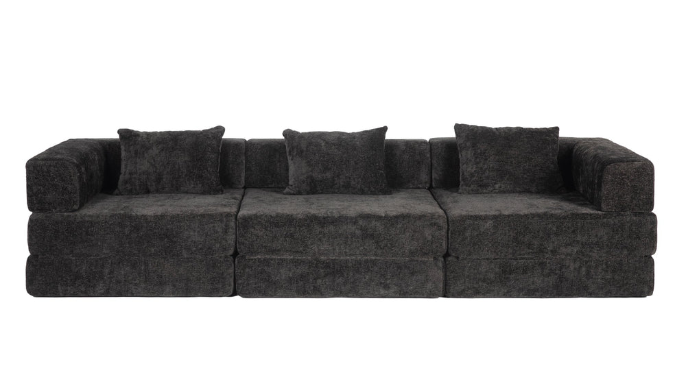 English Elm Compression Convertible Floor Sofa Bed – Versatile Modular Chenille Sofa For Small Spaces & Guests W3723S00015